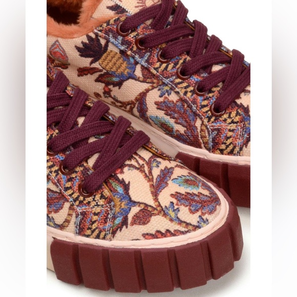 FARM RIO Beige Sunset Floral Tapestry Flatform Sneakers, Boho - Picture 5 of 15